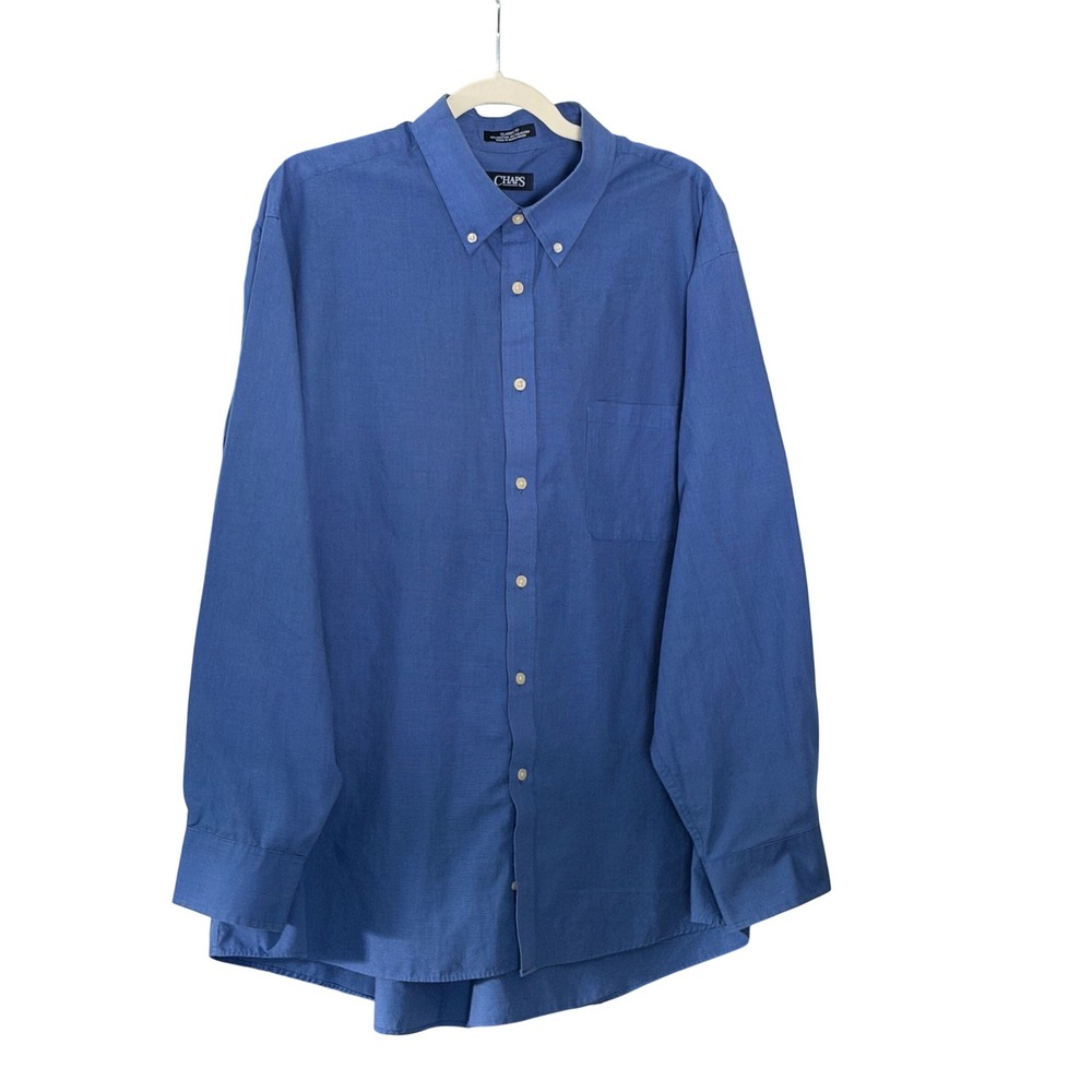 Chaps Men's 18.5 34/35 Classic Fit Wrinkle Free Blue Button Up Shirt | SKU 1144